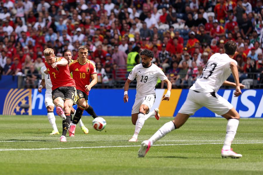 Belgium competes against Egypt during the FIFA World Cup 2026 Group G