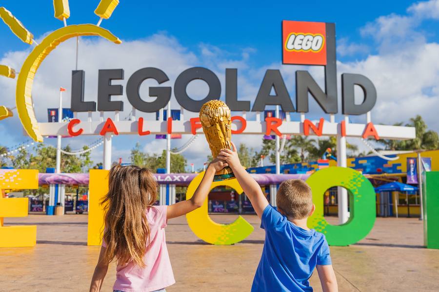 The entrance to LEGOLAND California during it's 2026 FIFA World Cup celebration