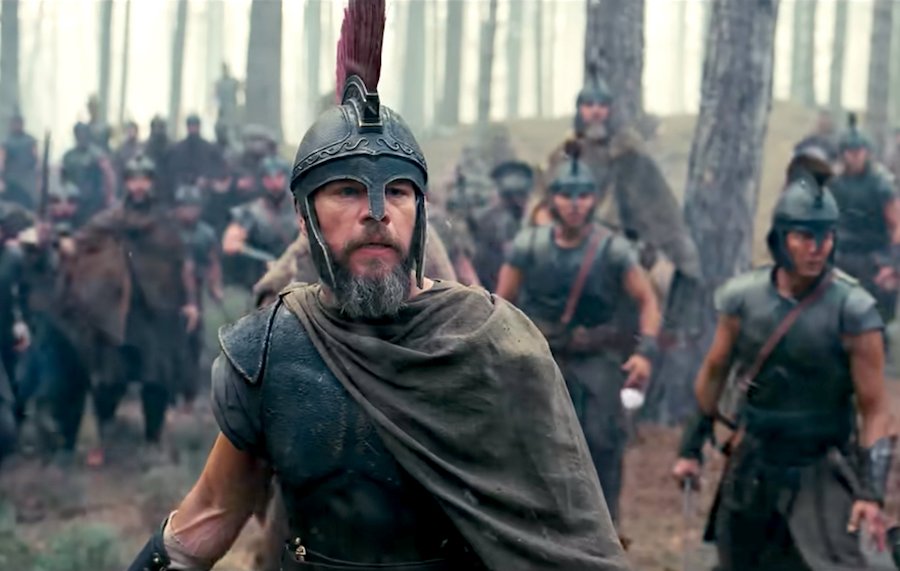 Screenshot of Matt Damon from the 2026 film 'The Odyssey'