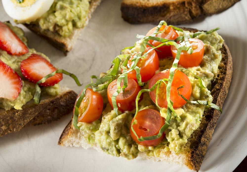 Avocado toast with cherry tomatoes