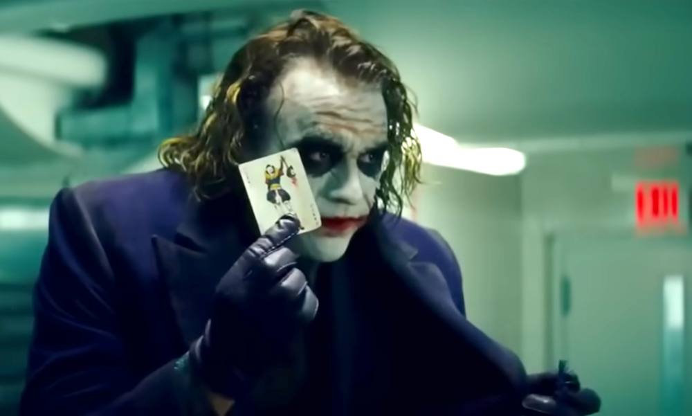 Screenshot of Heath Ledger as the Joker in the 2008 film 'The Dark Knight'