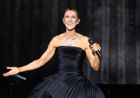 Celine Dion performing during her 2026 residency in Paris, France