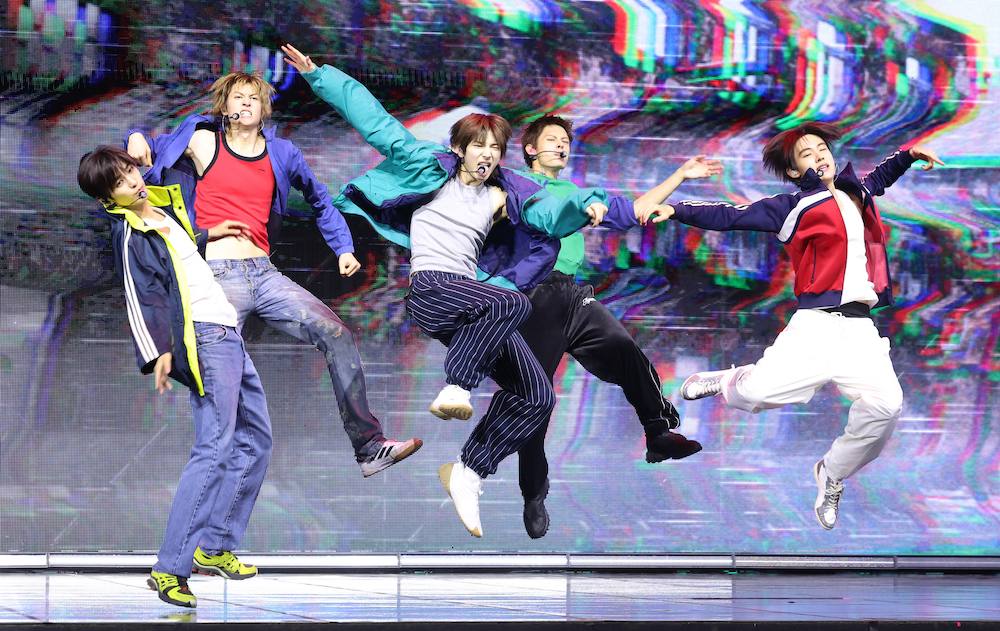 K-Pop group CORTIS (Martin, Juhun, Geonho, Seonghyeon, James) at their 2026 mini album showcase in Seoul, South Korea