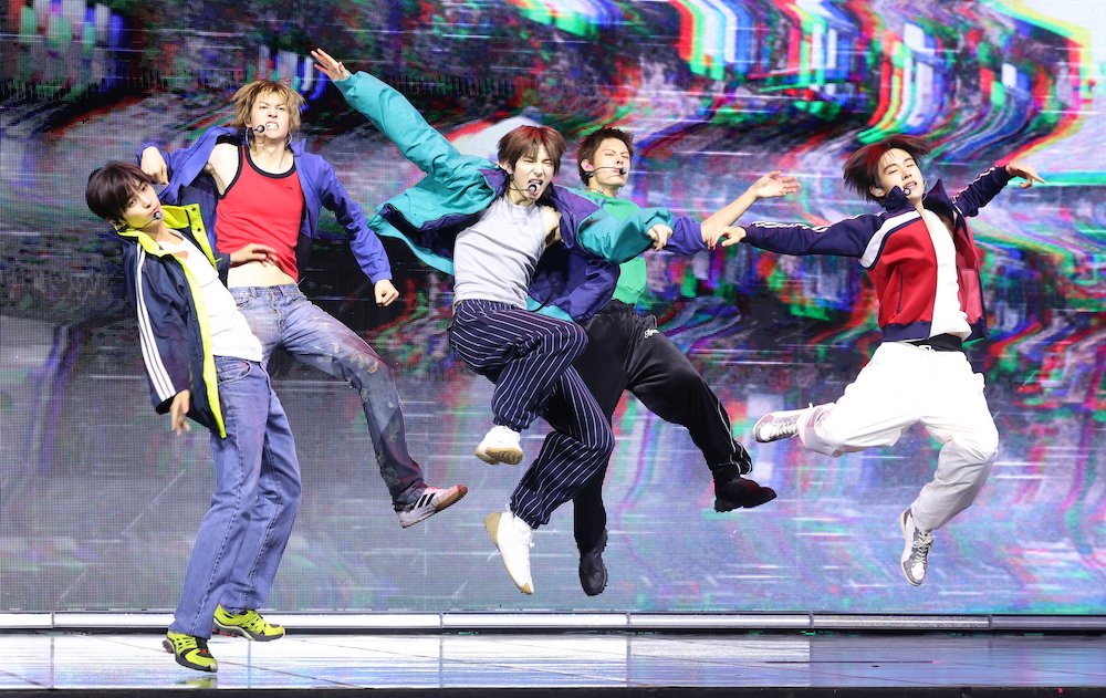 K-Pop group CORTIS (Martin, Juhun, Geonho, Seonghyeon, James) at their 2026 mini album showcase in Seoul, South Korea