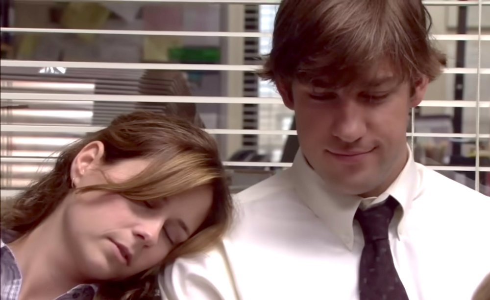 Screenshot of John Krasinski and Jenna Fischer from NBC's "The Office"