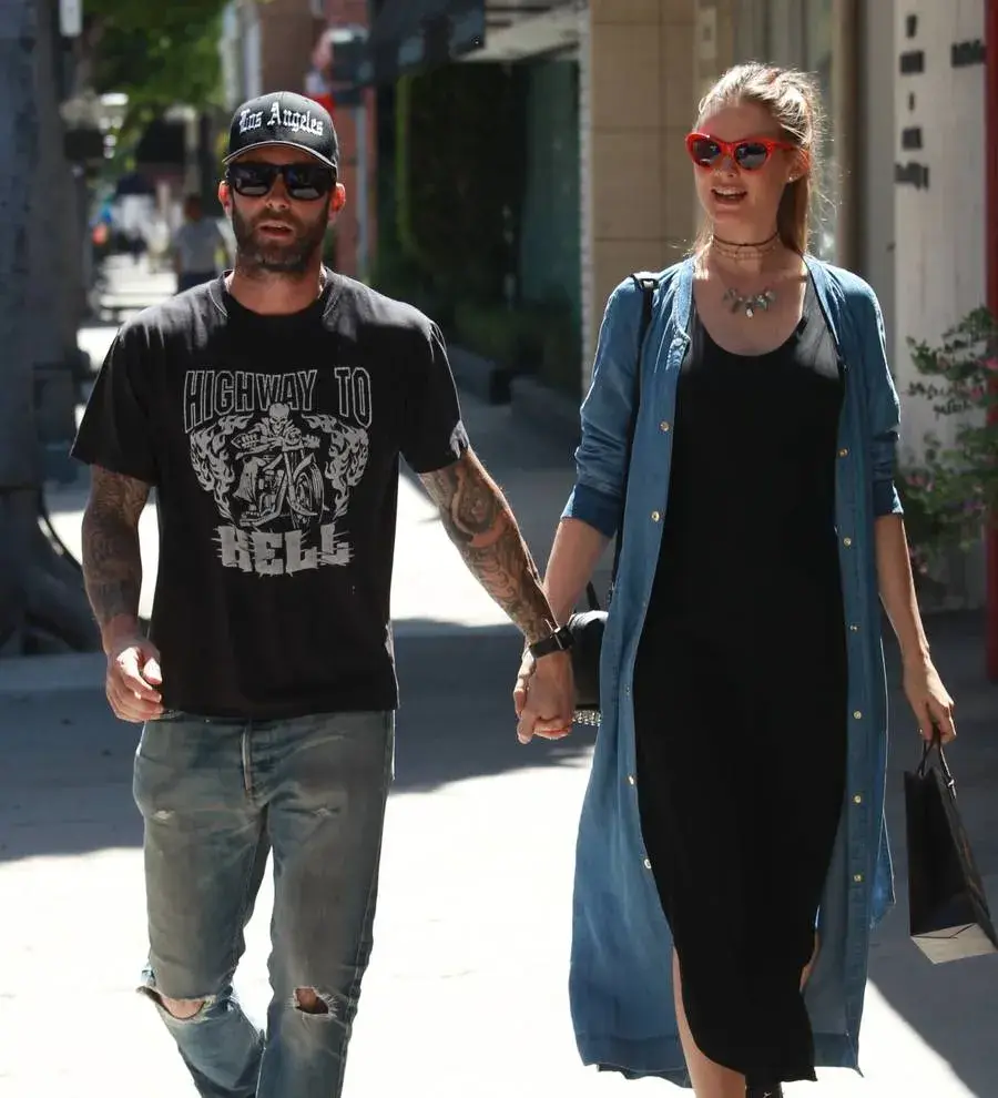 Adam Levine and Behati Prinsloo share first photo of Dusty Rose