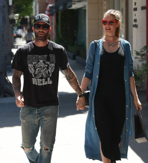Adam Levine and Behati Prinsloo share first photo of Dusty Rose