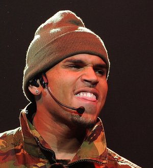 Chris Brown sings Happy Birthday to mum onstage