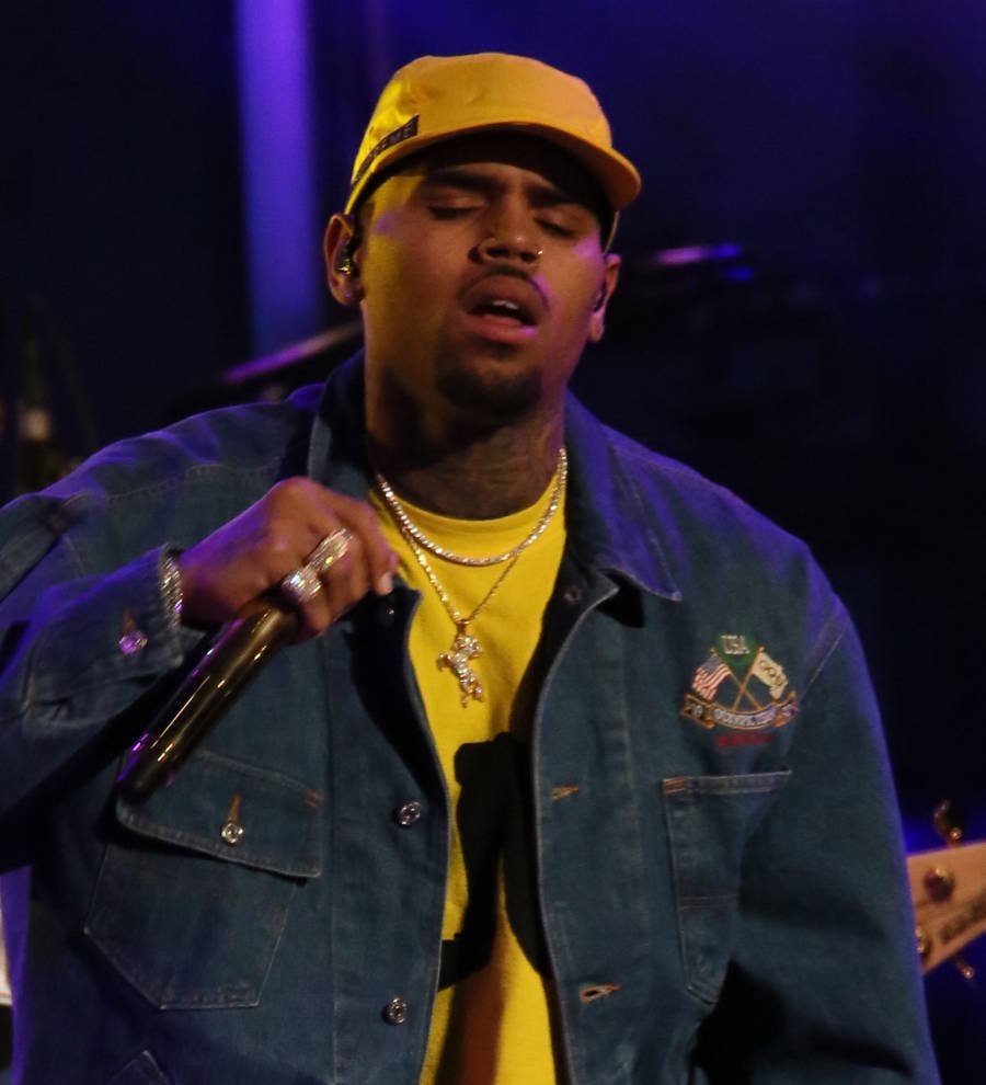 Chris Brown stays seated during national anthem