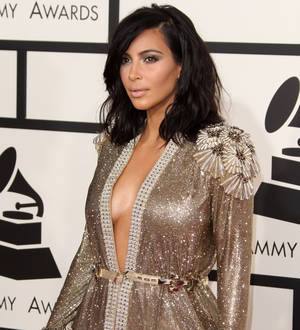Kim Kardashian suffers wardrobe malfunction before Grammys