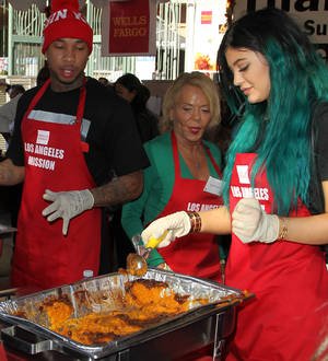 Tyga and Kylie Jenner serve up food for the homeless