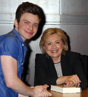 Chris Colfer attends Hillary Clinton book signing in Los Angeles