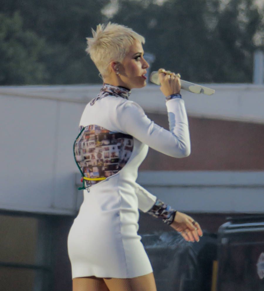 Katy Perry wore bomb blast victims' photos on One Love dress