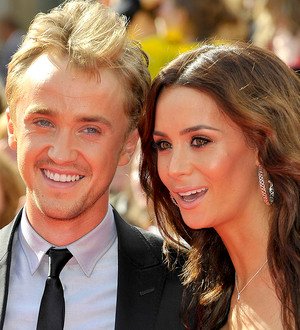Tom Felton gets a taste of family life on Potter set