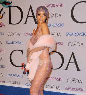 Rihanna stuns in sheer gown at fashion awards