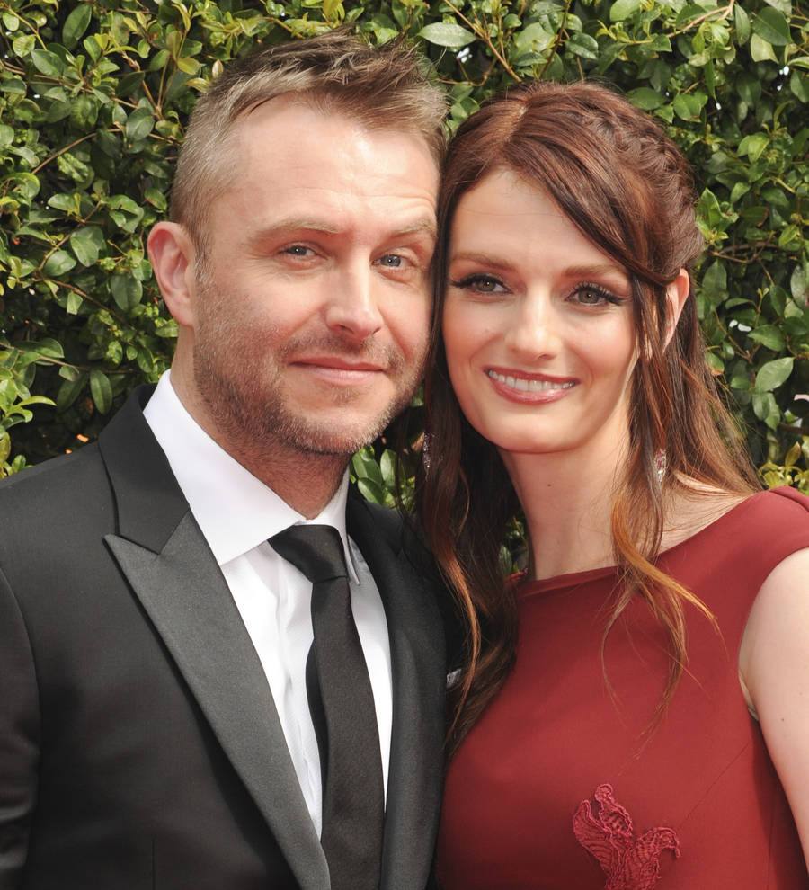 Lydia Hearst and Chris Hardwick restage proposal on Emmys party red carpet