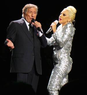 Lady Gaga and Tony Bennett performing at Hillary Clinton fundraiser