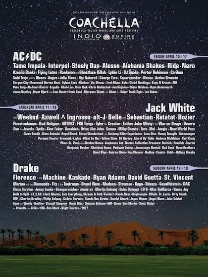 2015 Coachella Lineup Revealed: Drake and AC/DC to Headline!