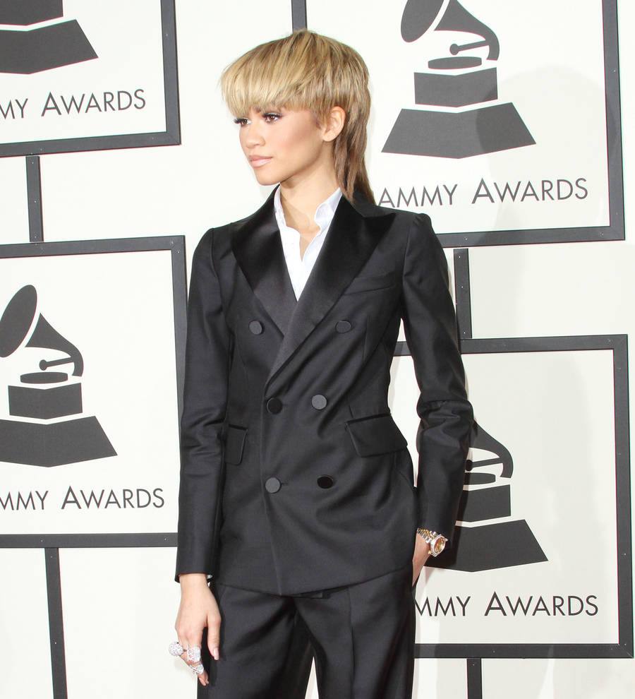 Zendaya rocks tuxedo and mullet at the Grammys