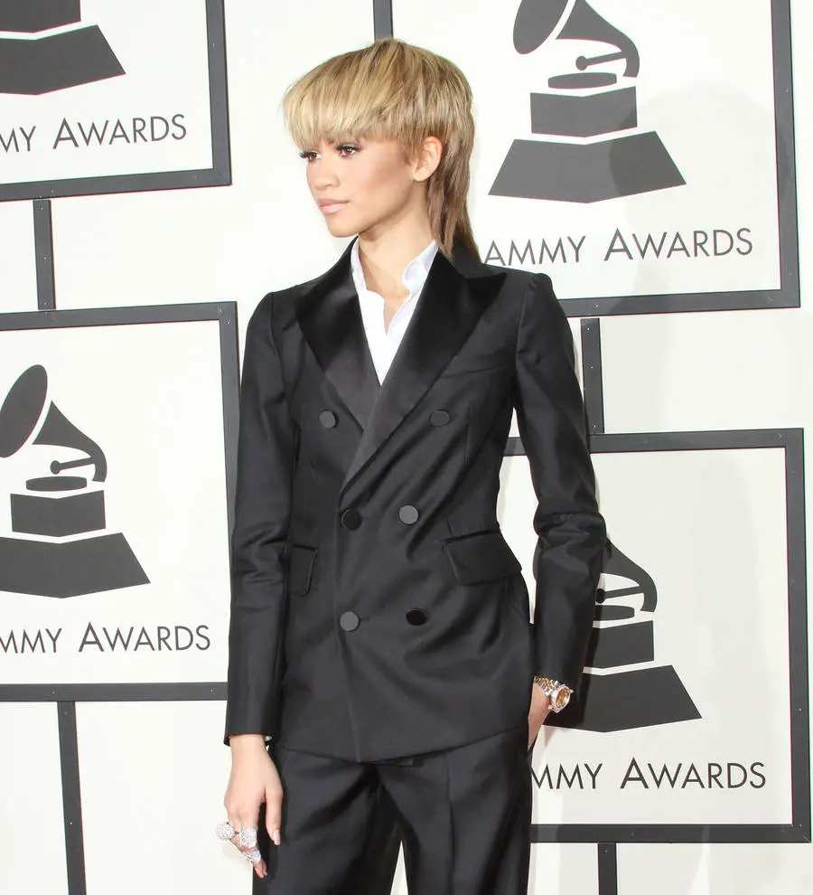 Zendaya rocks tuxedo and mullet at the Grammys