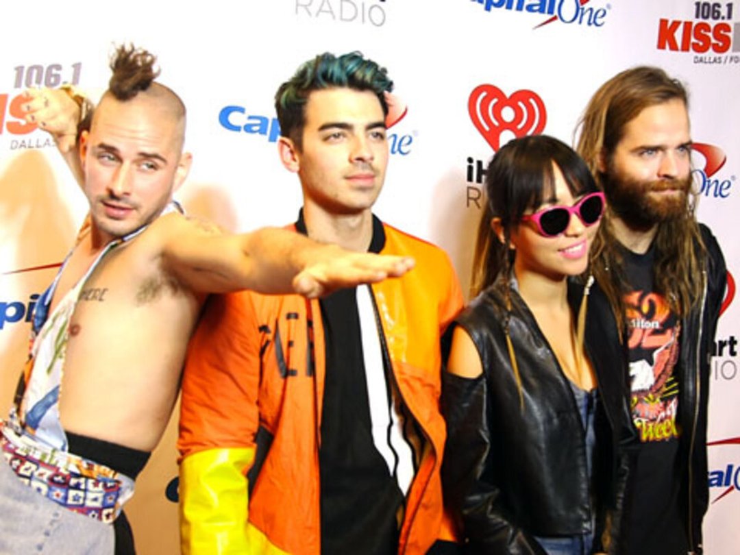 DNCE Talk Holiday Traditions & Cardboard Cutouts at KISS FM Jingle Ball