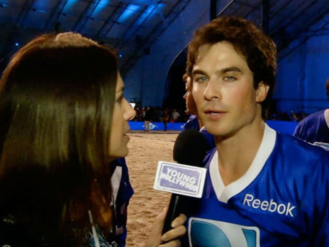 Ian Somerhalder Works Up a Sweat at the Super Bowl!