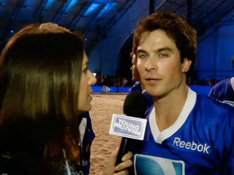 Ian Somerhalder Works Up a Sweat at the Super Bowl!