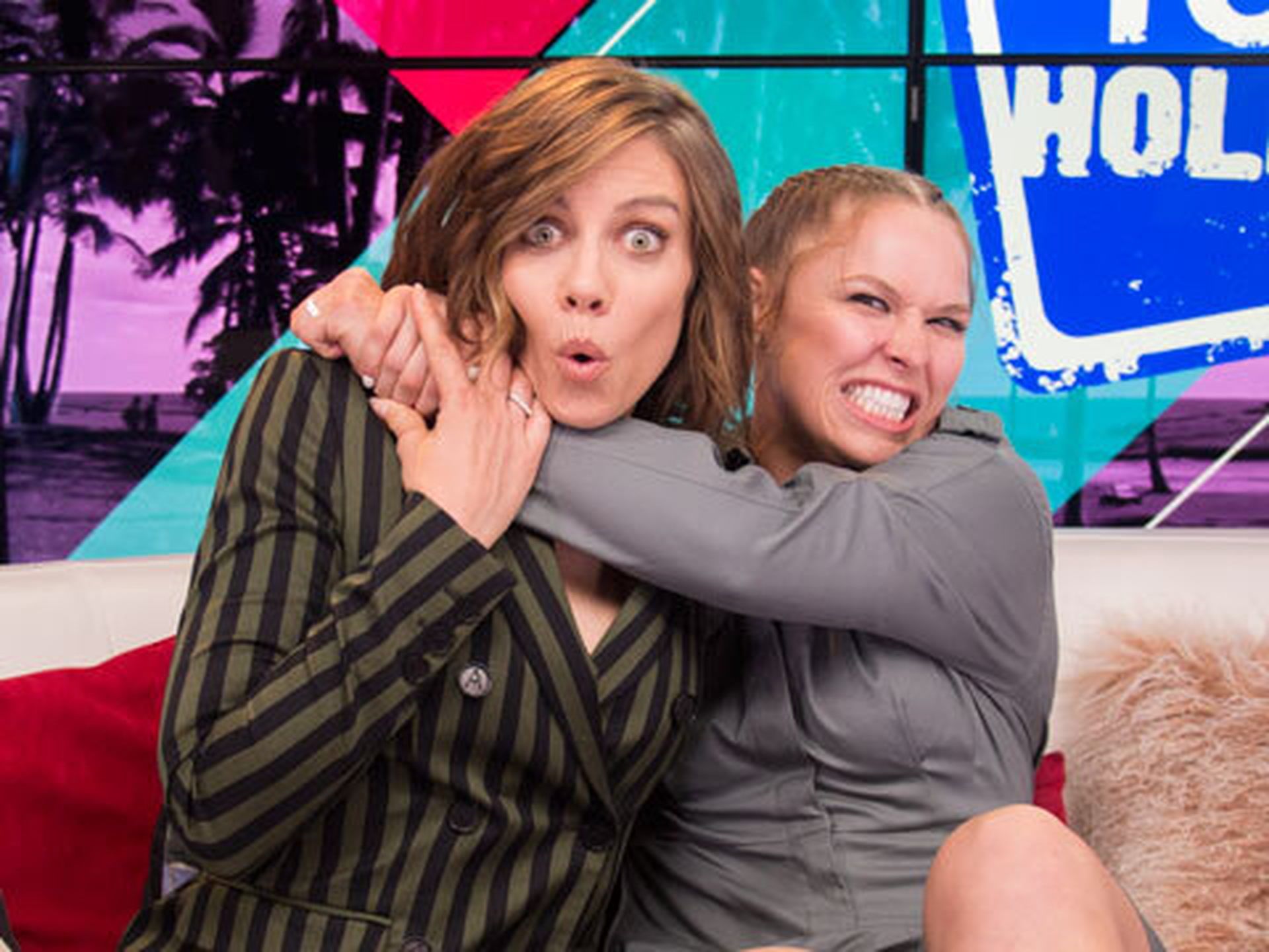 Lauren Cohan & Ronda Rousey's Impression of Mark Wahlberg